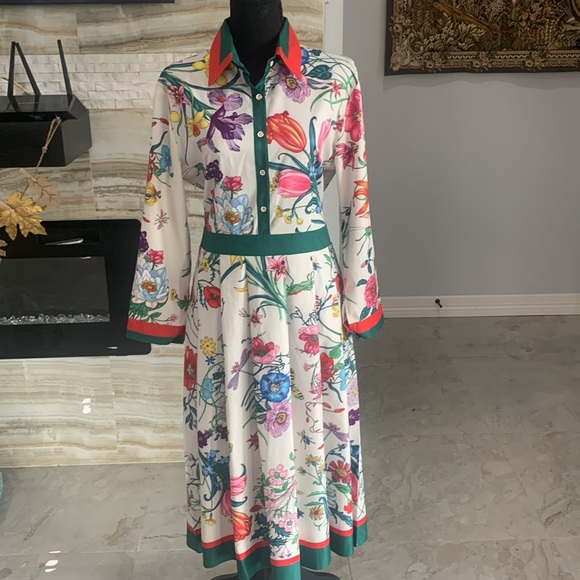 LAI MIENG Dresses & Skirts - - LAI MIENG Women’s Long Sleeve Collard Floral Dress. 10 (37-38)”